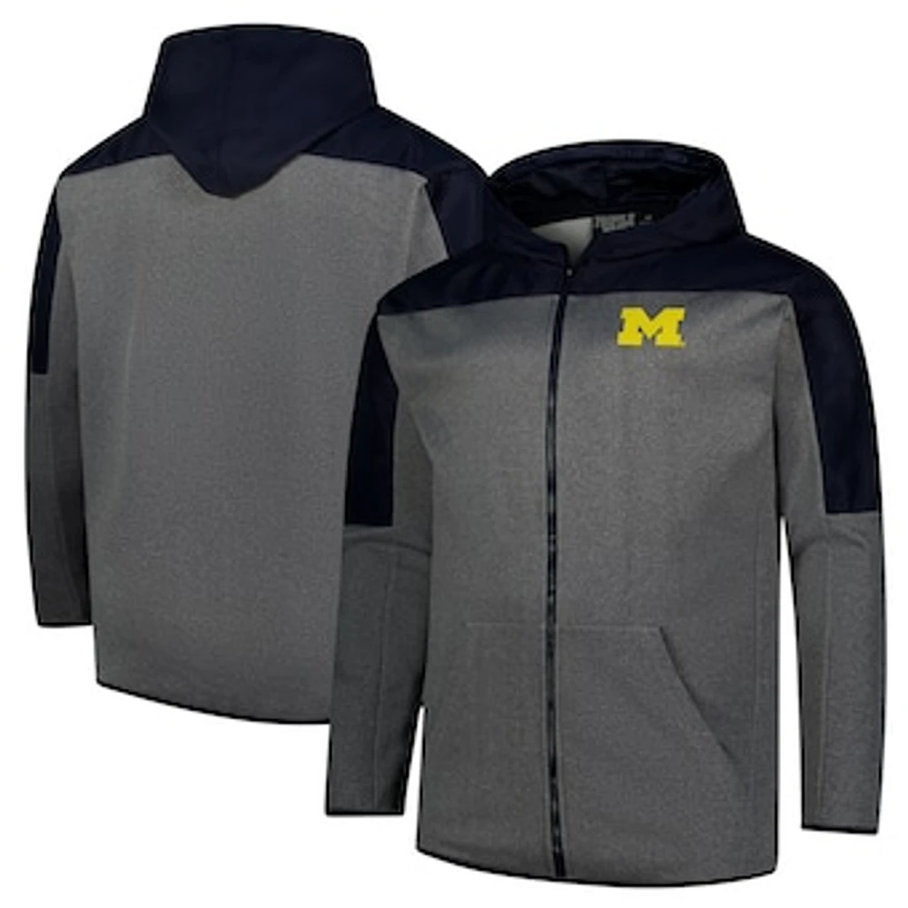 Men's Fanatics Navy/Gray Michigan Wolverines Big & Tall Pieced Full-Zip Hoodie Jacket