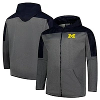 Men's Fanatics Navy/Gray Michigan Wolverines Big & Tall Pieced Full-Zip Hoodie Jacket