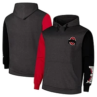 Men's Fanatics Charcoal Ohio State Buckeyes Big & Tall Contrast Sleeves Pullover Hoodie