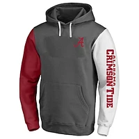 Men's Fanatics Charcoal Alabama Crimson Tide Big & Tall Contrast Sleeves Pullover Hoodie