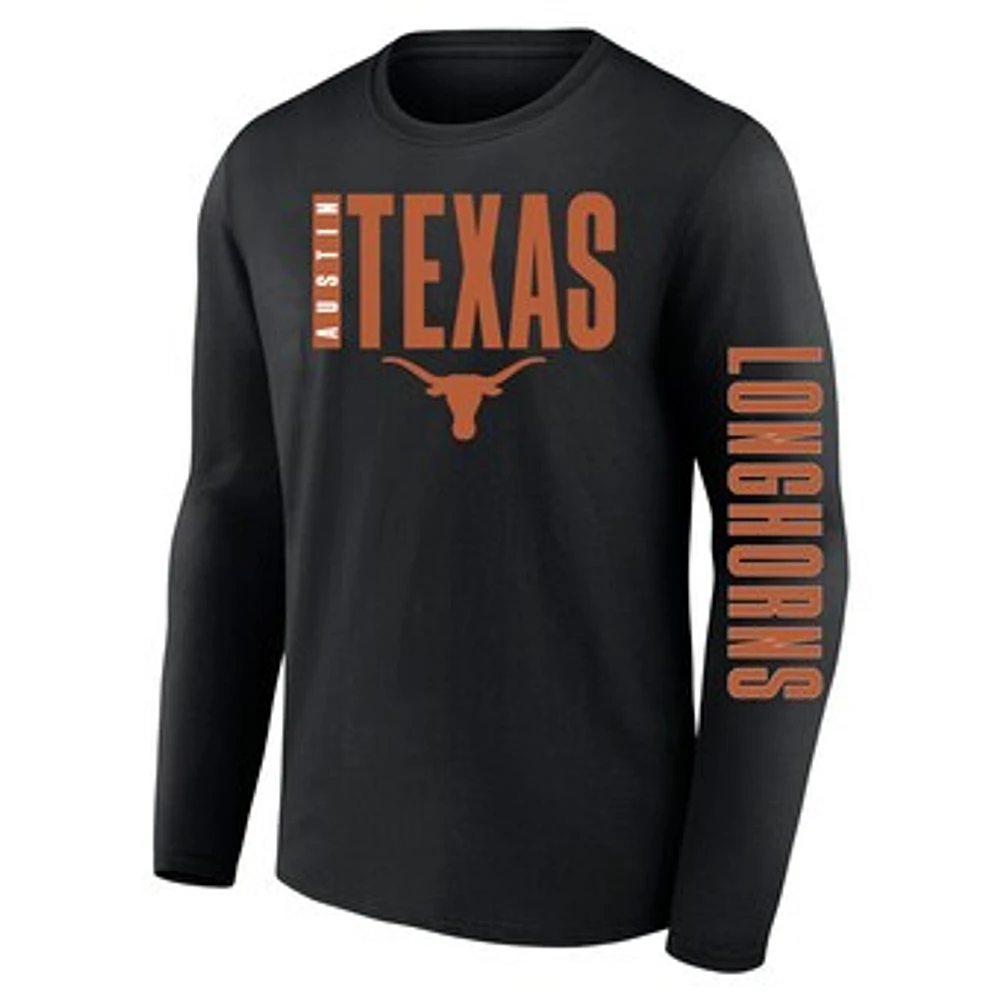 Men's Fanatics  Black Texas Longhorns Big & Tall Vision Long Sleeve T-Shirt