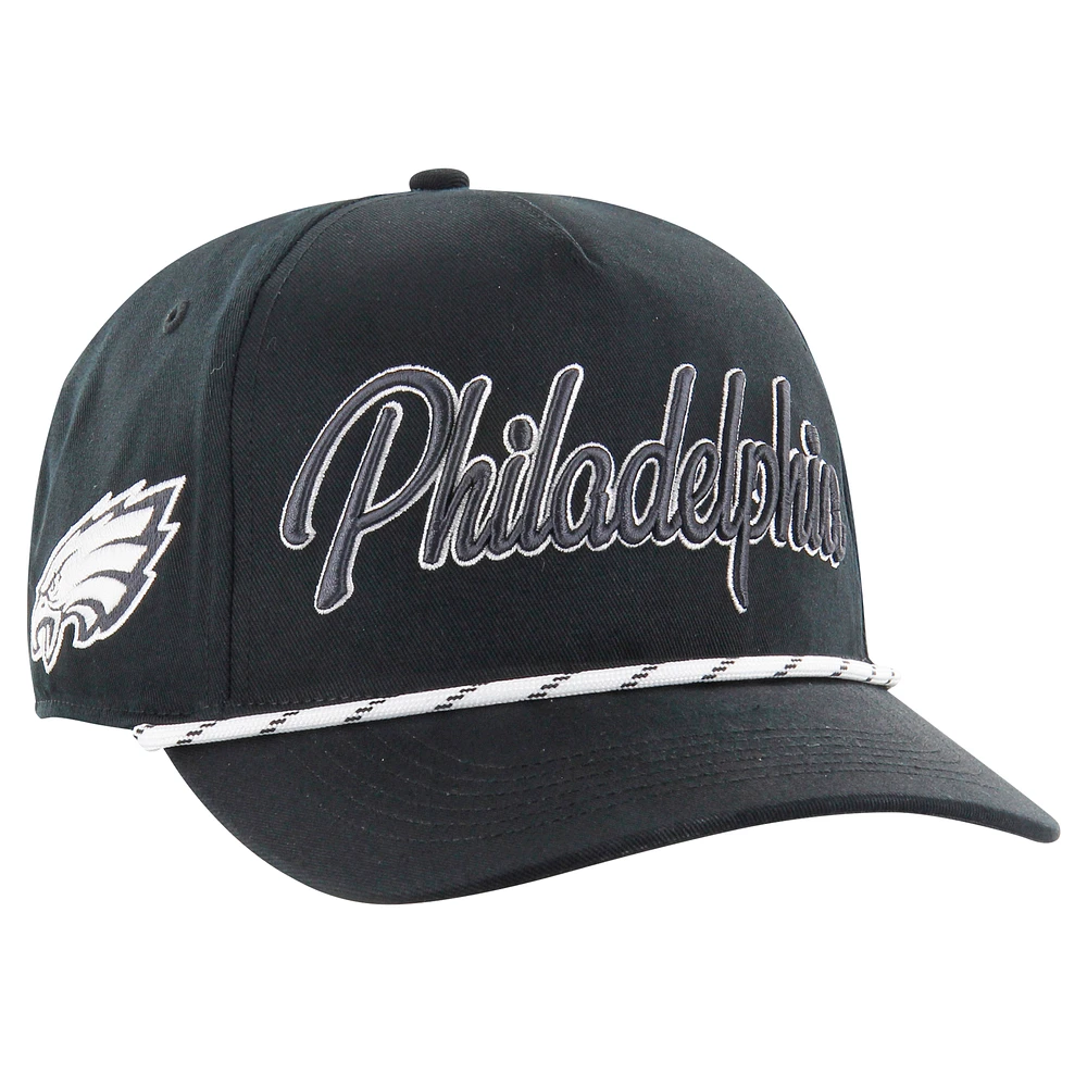 Men's '47 Black Philadelphia Eagles Overhand Speckle Hitch Adjustable Hat