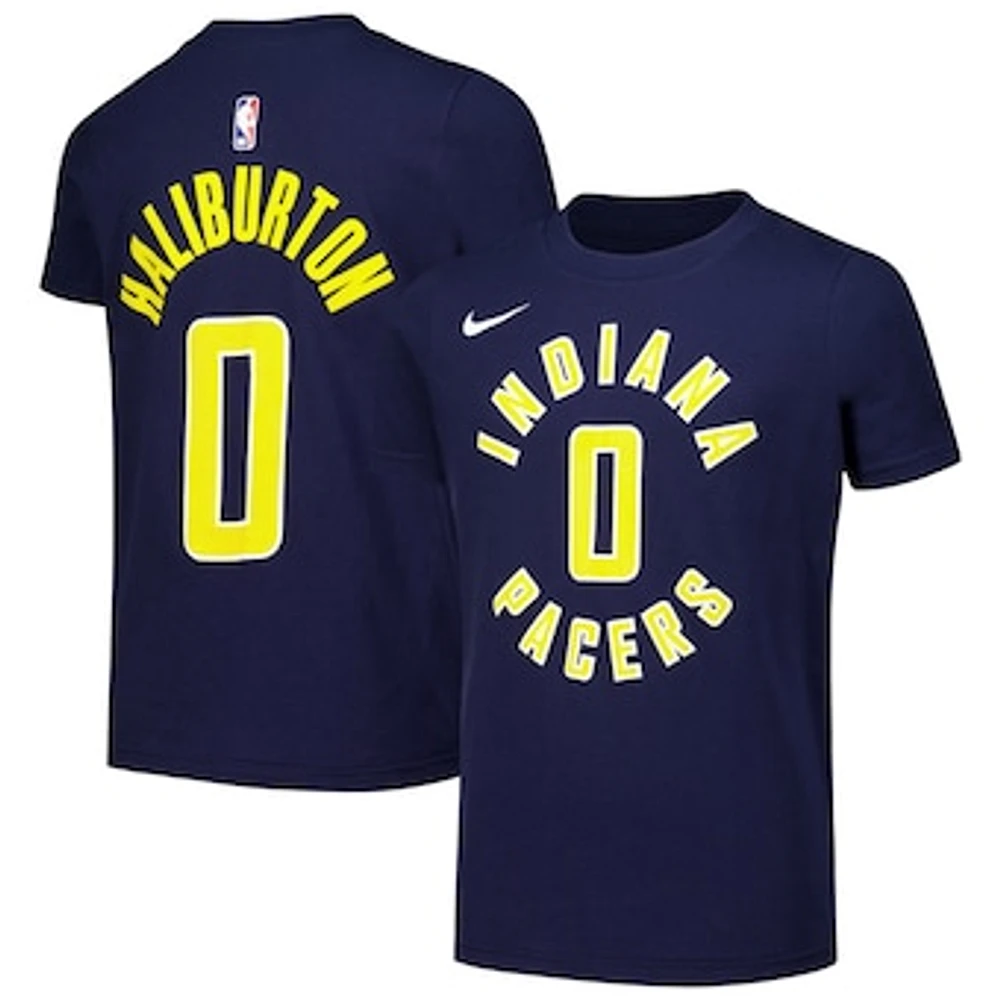 Youth Nike Tyrese Haliburton Navy Indiana Pacers Icon Edition Name & Number T-Shirt