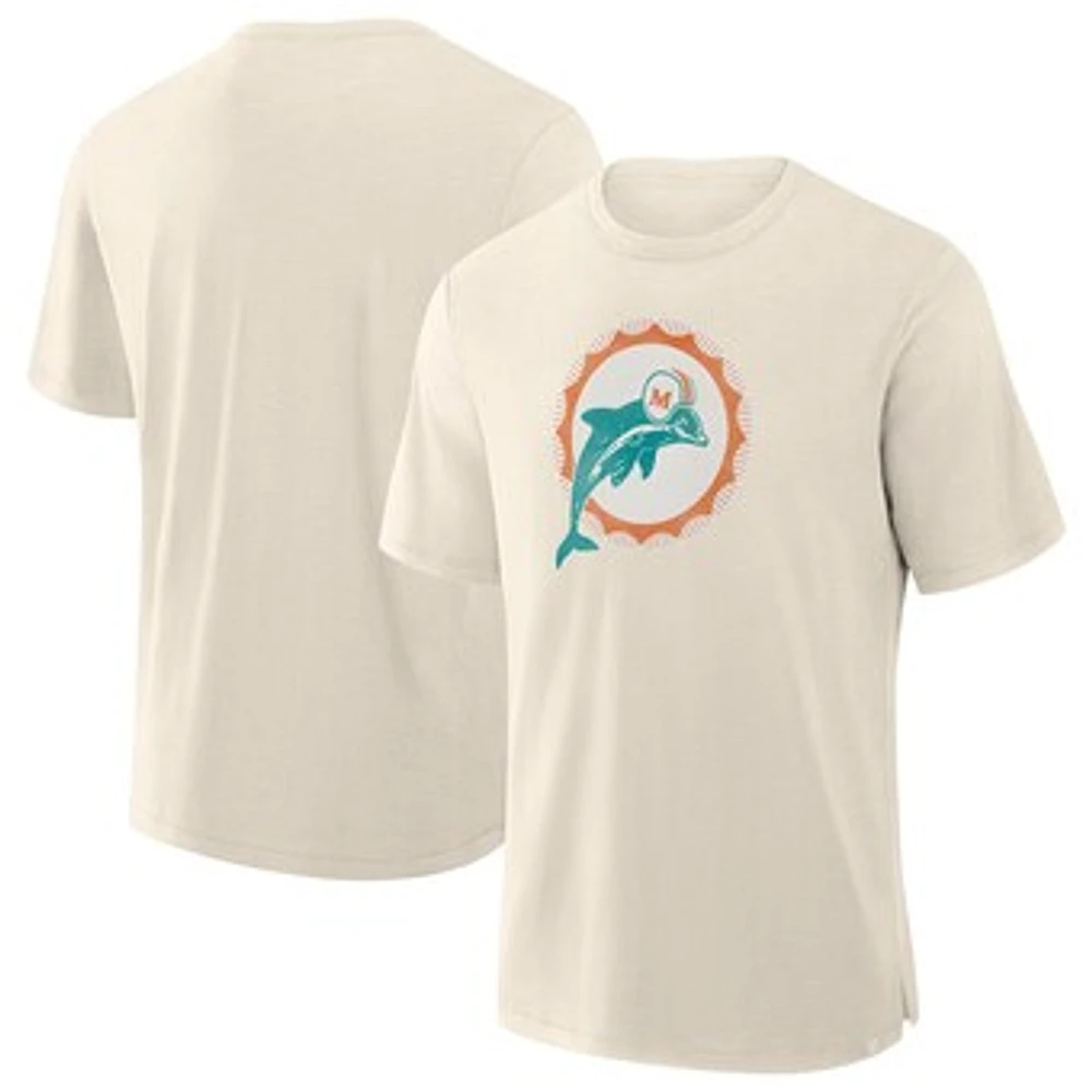 Men's Fanatics  Cream Miami Dolphins Slub T-Shirt