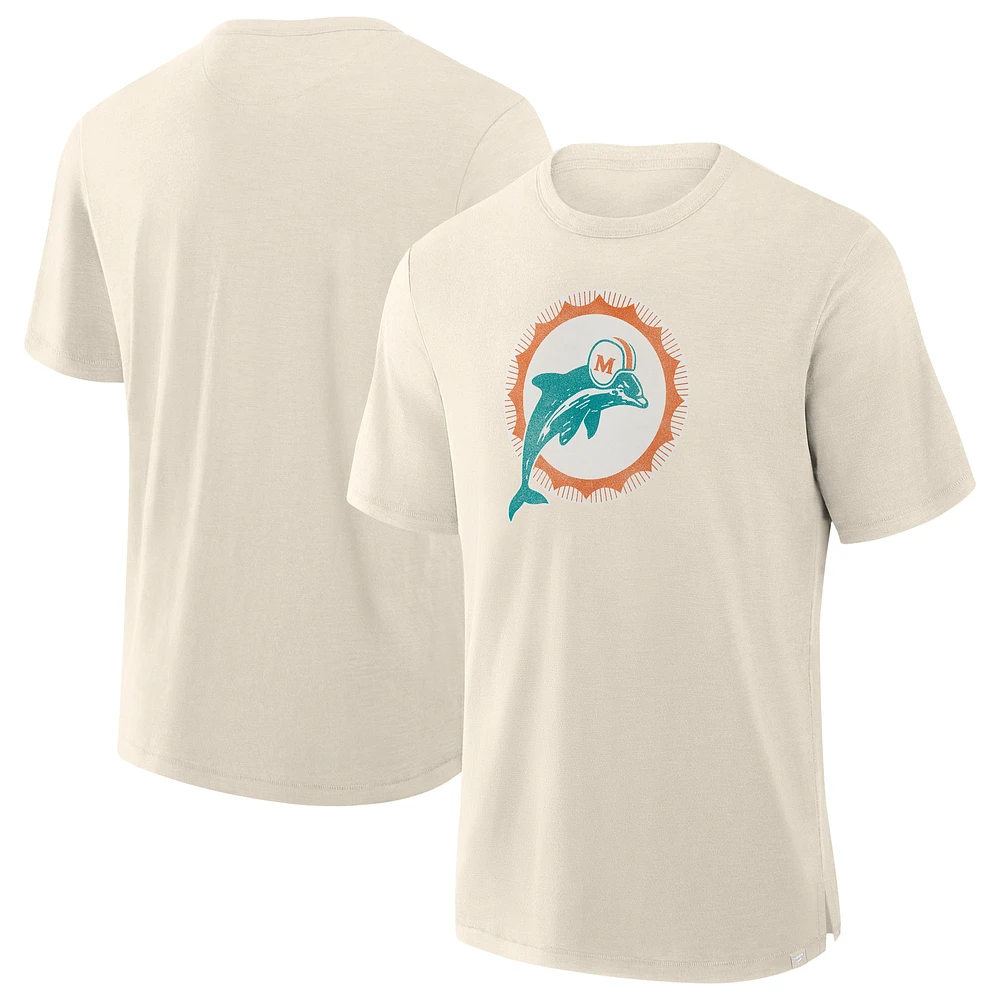 Men's Fanatics  Cream Miami Dolphins Slub T-Shirt