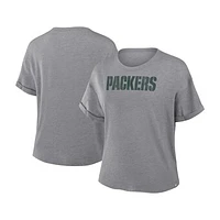 Women's Fanatics Heather Gray Green Bay Packers Tri-Blend T-Shirt