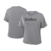 Women's Fanatics Heather Gray Pittsburgh Steelers Tri-Blend T-Shirt