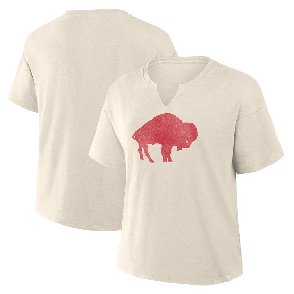 Women's Fanatics Cream Buffalo Bills Slub V-Neck T-Shirt