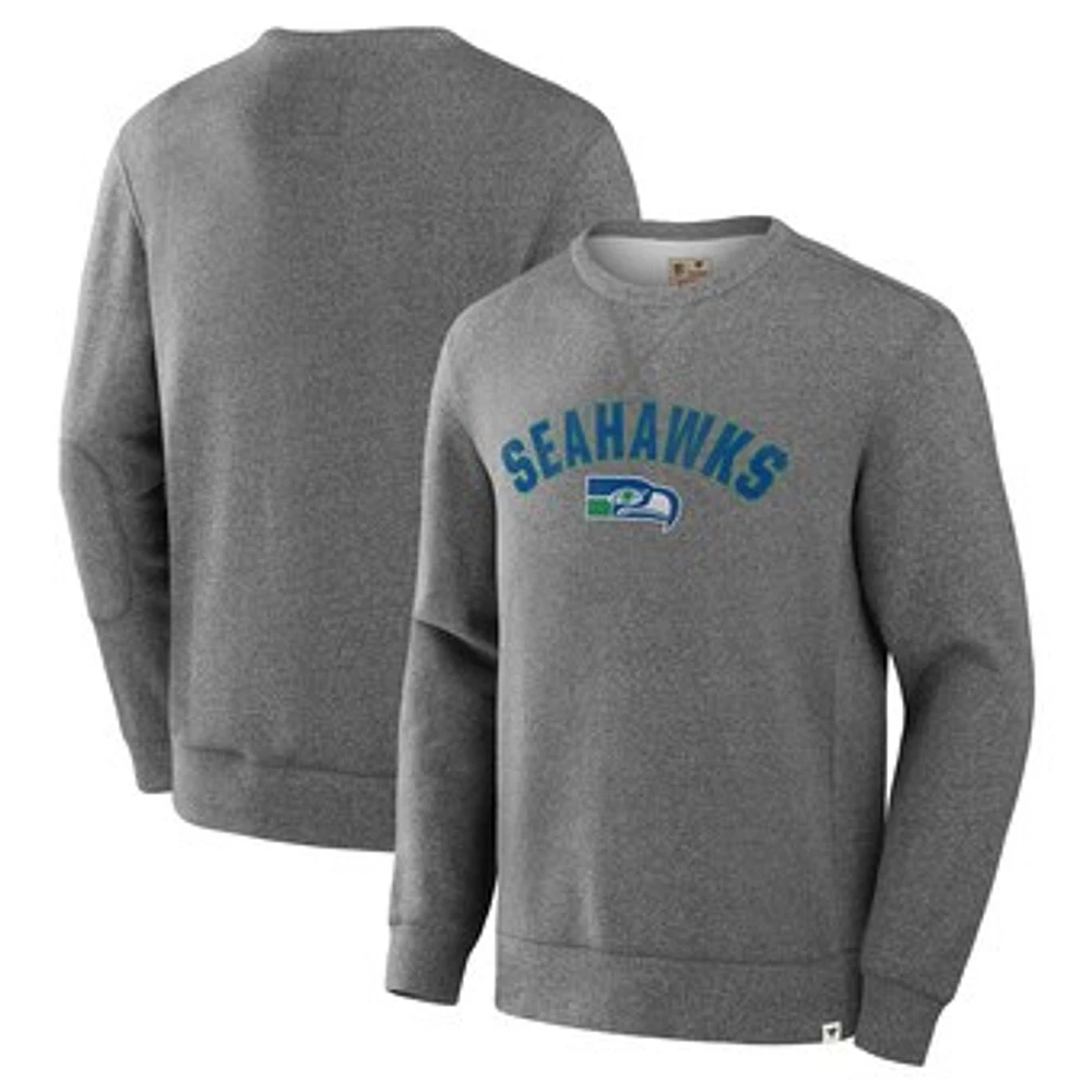 Men's Fanatics  Heather Gray Seattle Seahawks Loop Terry Pullover Sweatshirt