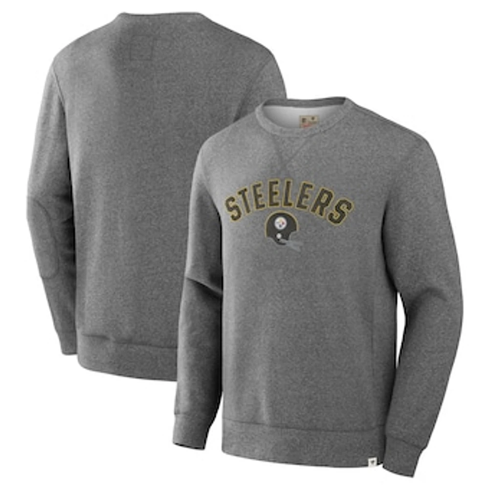 Men's Fanatics  Heather Gray Pittsburgh Steelers Loop Terry Pullover Sweatshirt