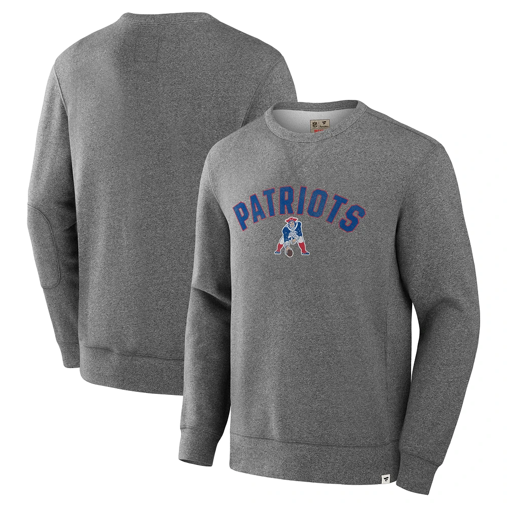 Men's Fanatics  Heather Gray New England Patriots Loop Terry Pullover Sweatshirt