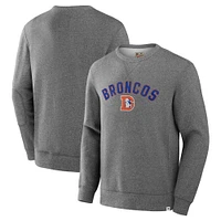 Men's Fanatics  Heather Gray Denver Broncos Loop Terry Pullover Sweatshirt