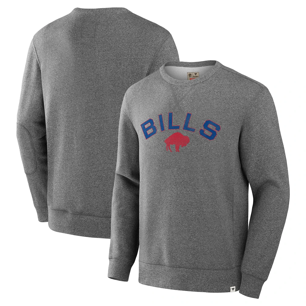 Men's Fanatics  Heather Gray Buffalo Bills Loop Terry Pullover Sweatshirt