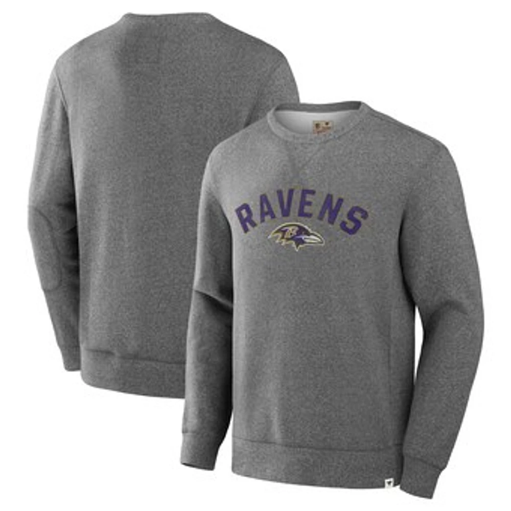 Men's Fanatics  Heather Gray Baltimore Ravens Loop Terry Pullover Sweatshirt