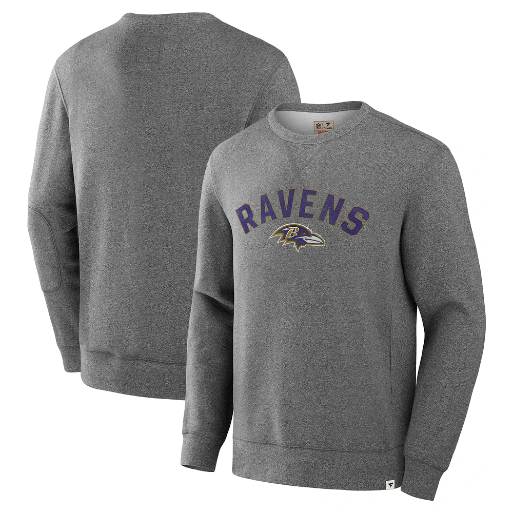 Men's Fanatics  Heather Gray Baltimore Ravens Loop Terry Pullover Sweatshirt