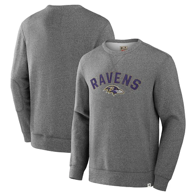 Men's Fanatics  Heather Gray Baltimore Ravens Loop Terry Pullover Sweatshirt