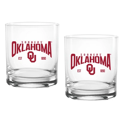 Oklahoma Sooners 14oz. Established Rocks Glass Two-Set