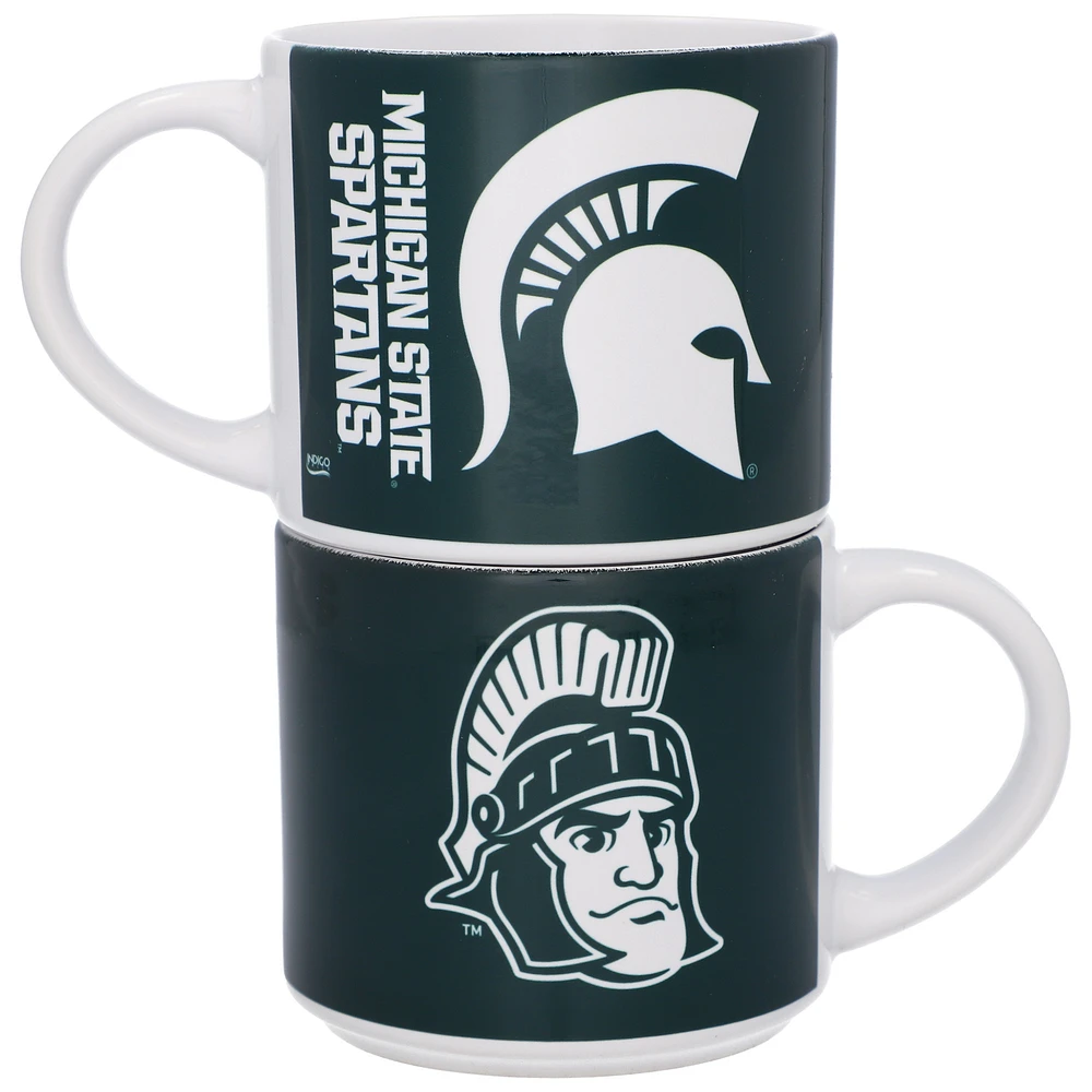 Indigo Falls Michigan State Spartans Two Pack 14oz Stackable Mug Set