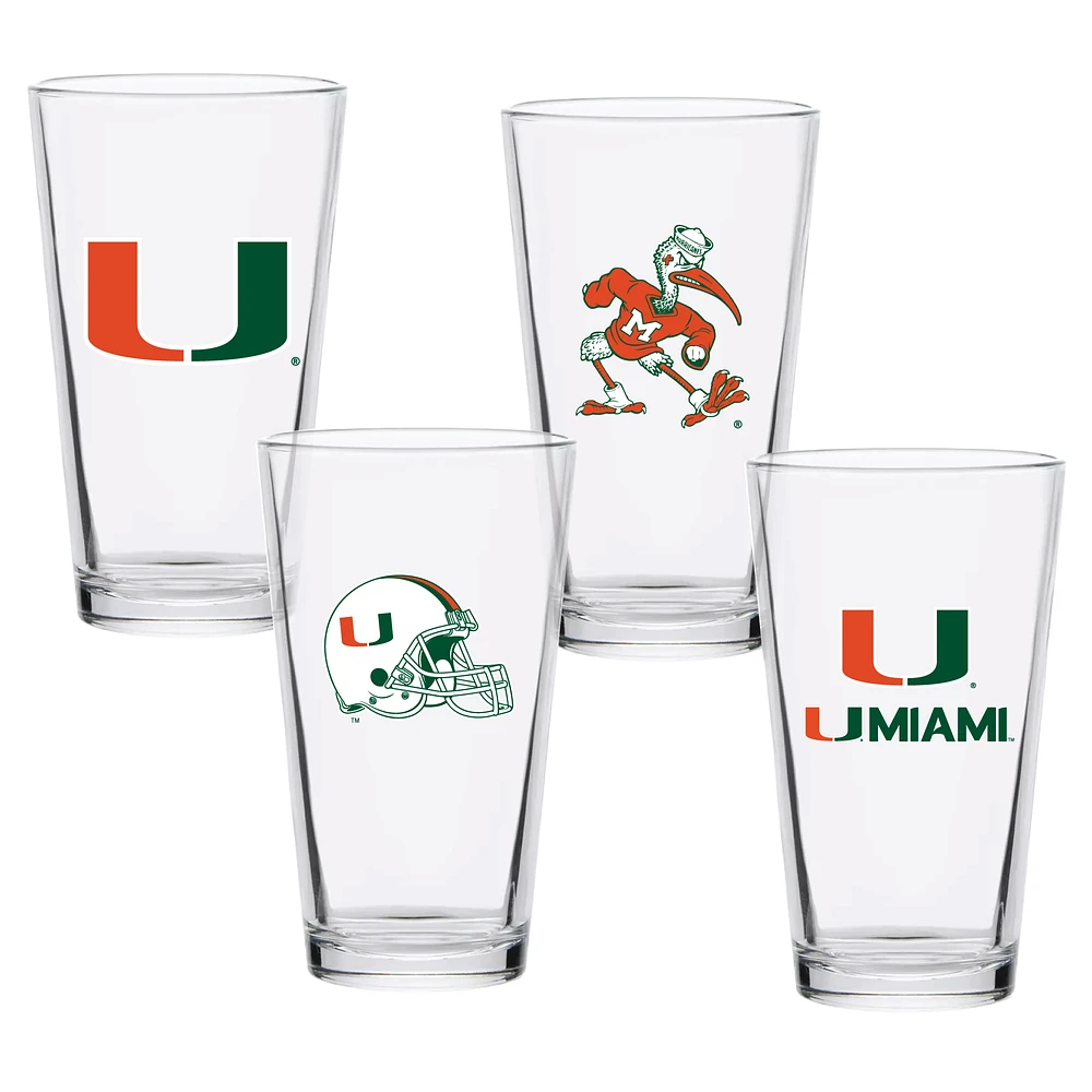 Miami Hurricanes 16oz. Collector Pint Glass Four-Set