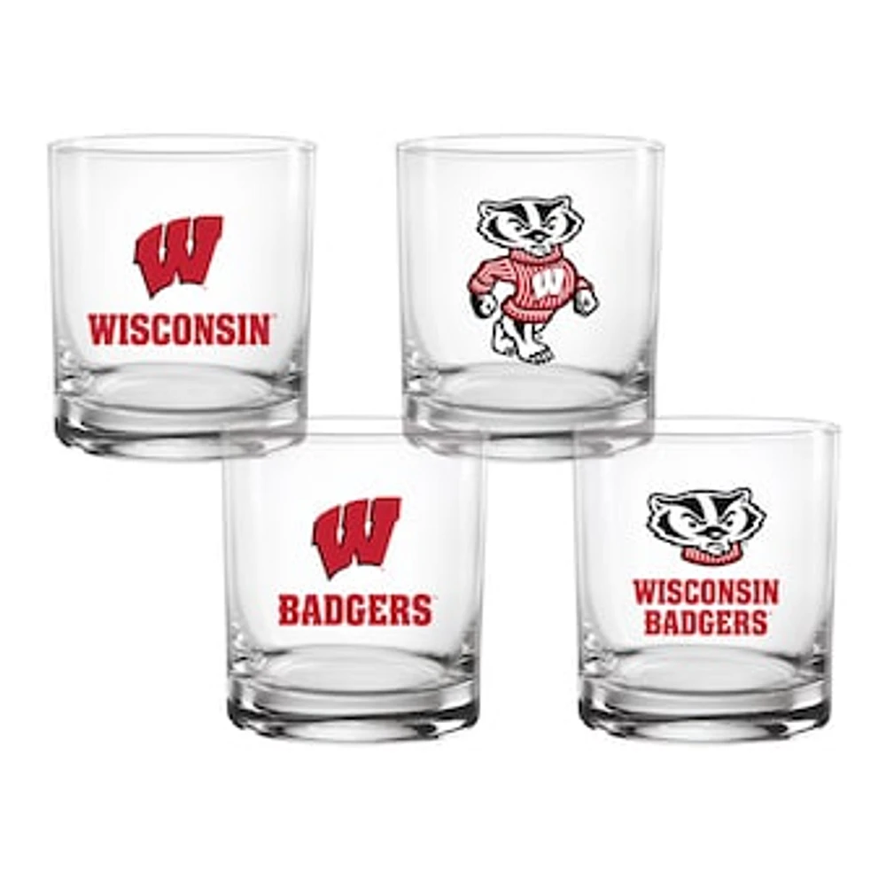 Wisconsin Badgers 4-Pack Collector's 14oz. Rocks Glass Set