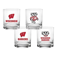 Wisconsin Badgers 4-Pack Collector's 14oz. Rocks Glass Set