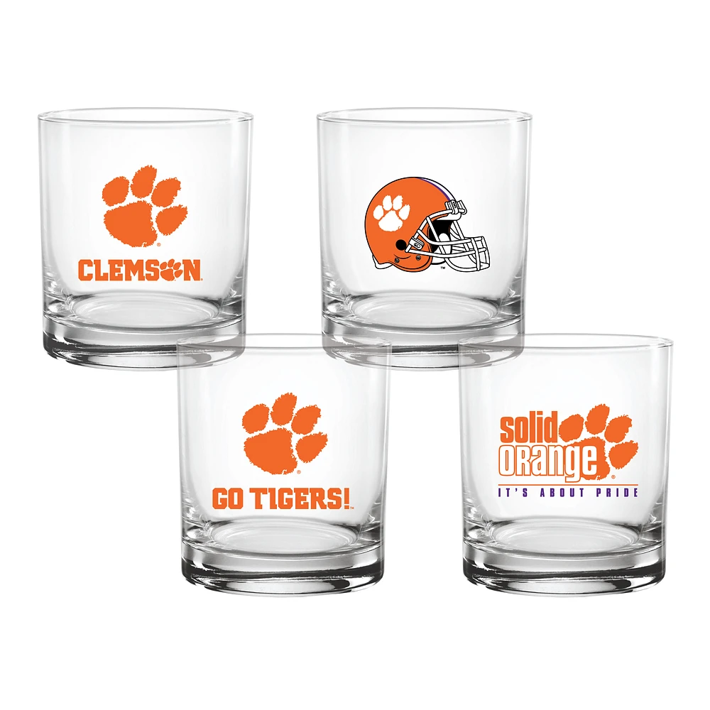 Clemson Tigers 4-Pack Collector's 14oz. Rocks Glass Set