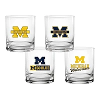 Michigan Wolverines 4-Pack Collector's 14oz. Rocks Glass Set