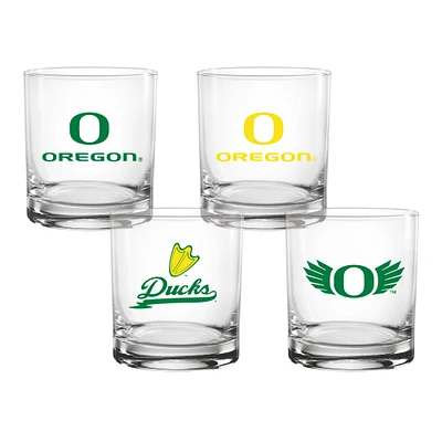 Oregon Ducks 4-Pack Collector's 14oz. Rocks Glass Set