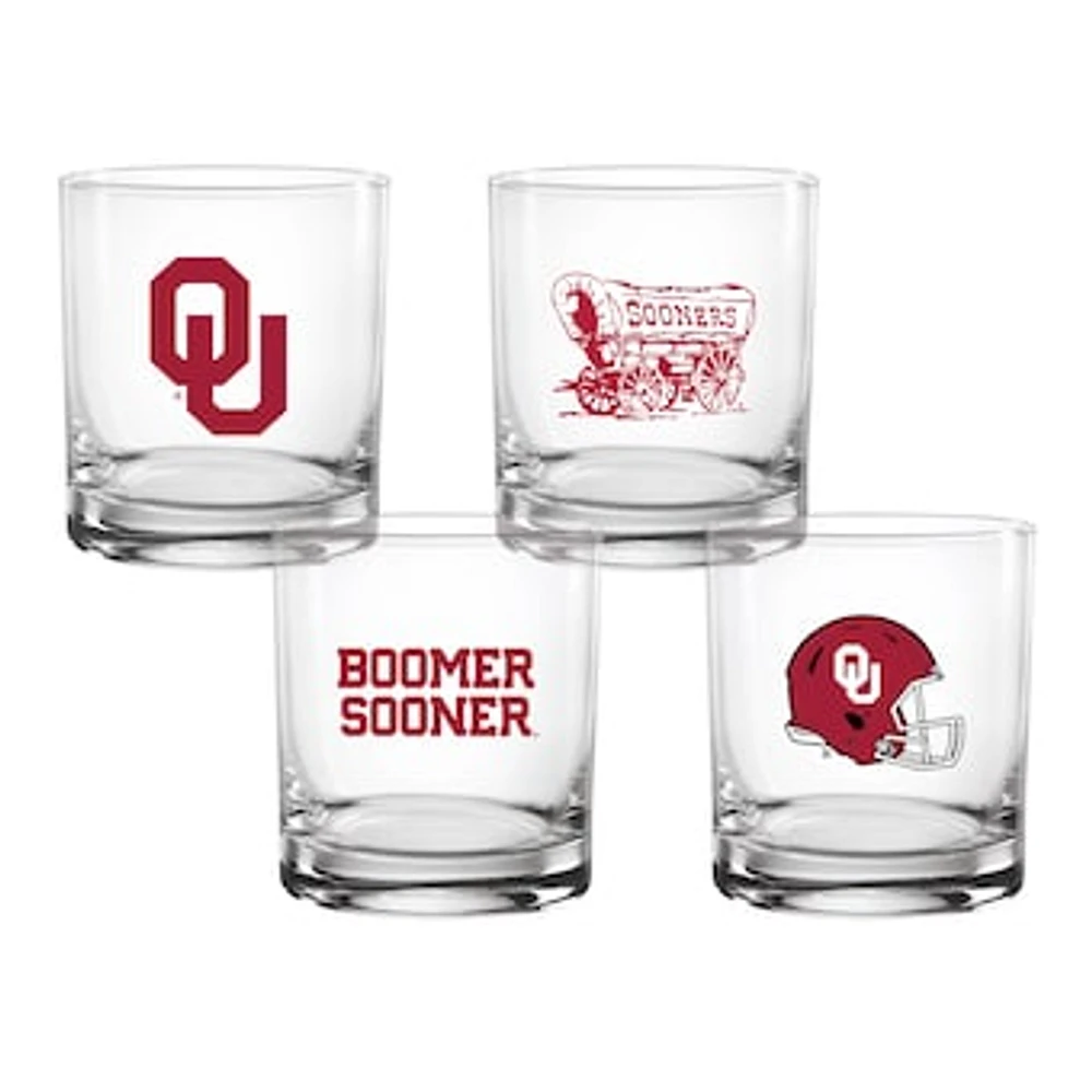 Oklahoma Sooners 4-Pack Collector's 14oz. Rocks Glass Set