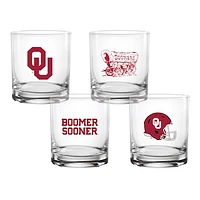 Oklahoma Sooners 4-Pack Collector's 14oz. Rocks Glass Set