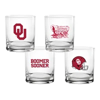 Oklahoma Sooners 4-Pack Collector's 14oz. Rocks Glass Set