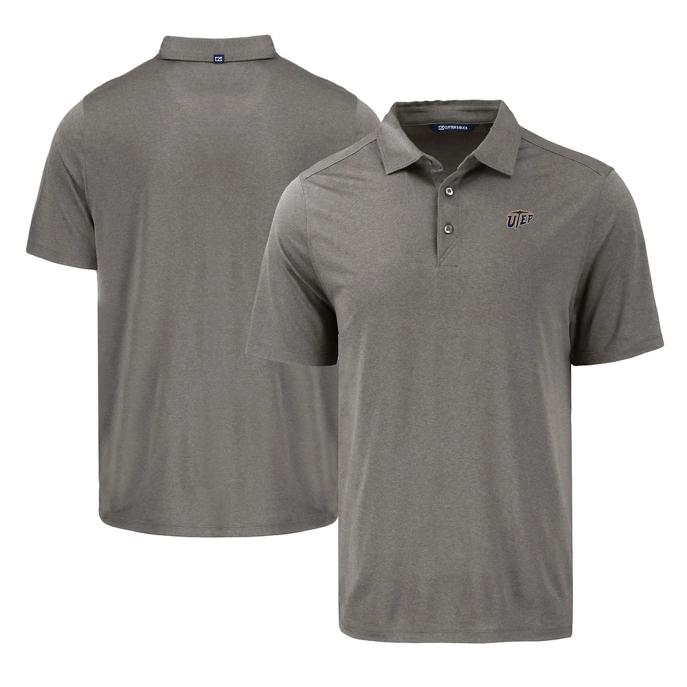 Men's Cutter & Buck Gray UTEP Miners Coastline Epic Comfort Eco Recycled Polo