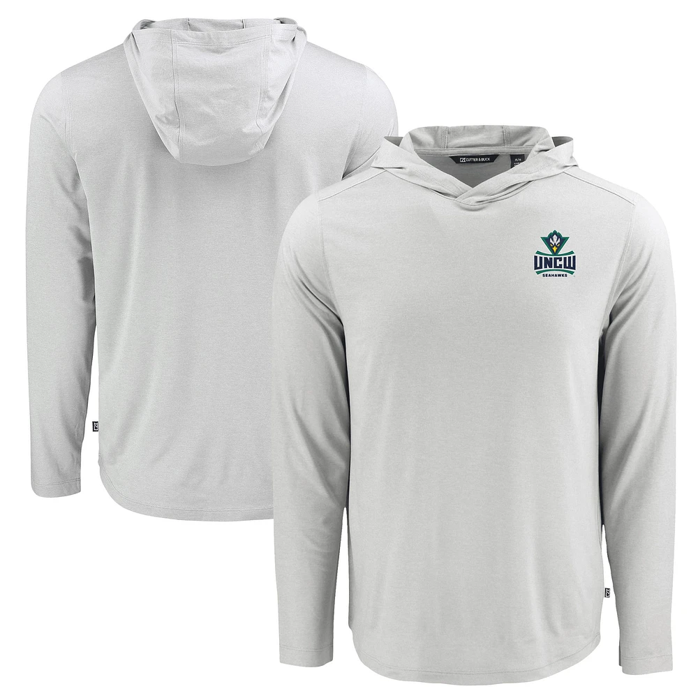 Men's Cutter & Buck Gray UNC Wilmington Seahawks Coastline Epic Comfort Eco Recycled Long Sleeve Hoodie T-Shirt