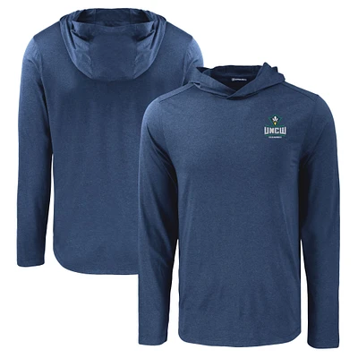 Men's Cutter & Buck Navy UNC Wilmington Seahawks Coastline Epic Comfort Eco Recycled Long Sleeve Hoodie T-Shirt