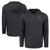 Men's Cutter & Buck Black Wisconsin Badgers Coastline Epic Comfort Eco Recycled Long Sleeve Hoodie T-Shirt