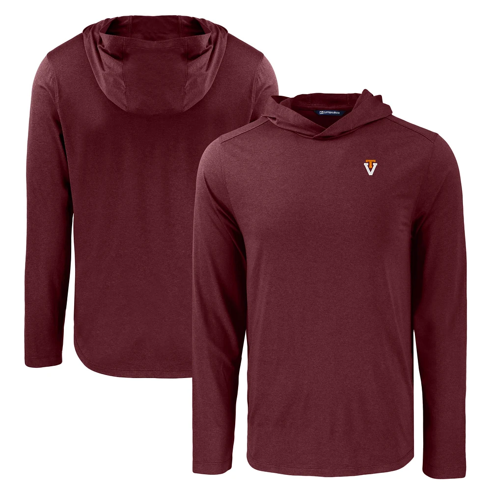 Men's Cutter & Buck Maroon Virginia Tech Hokies Coastline Epic Comfort Eco Recycled Long Sleeve Hoodie T-Shirt