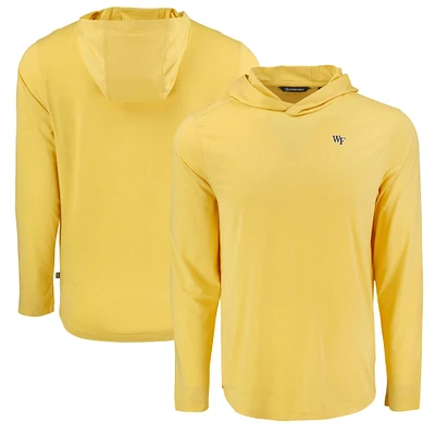 Men's Cutter & Buck Gold Wake Forest Demon Deacons Coastline Epic Comfort Eco Recycled Long Sleeve Hoodie T-Shirt
