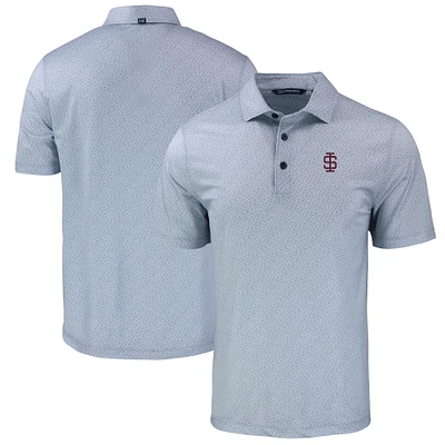 Men's Cutter & Buck Gray Southern Illinois Salukis Pike Eco Pebble Print Stretch Recycled Polo