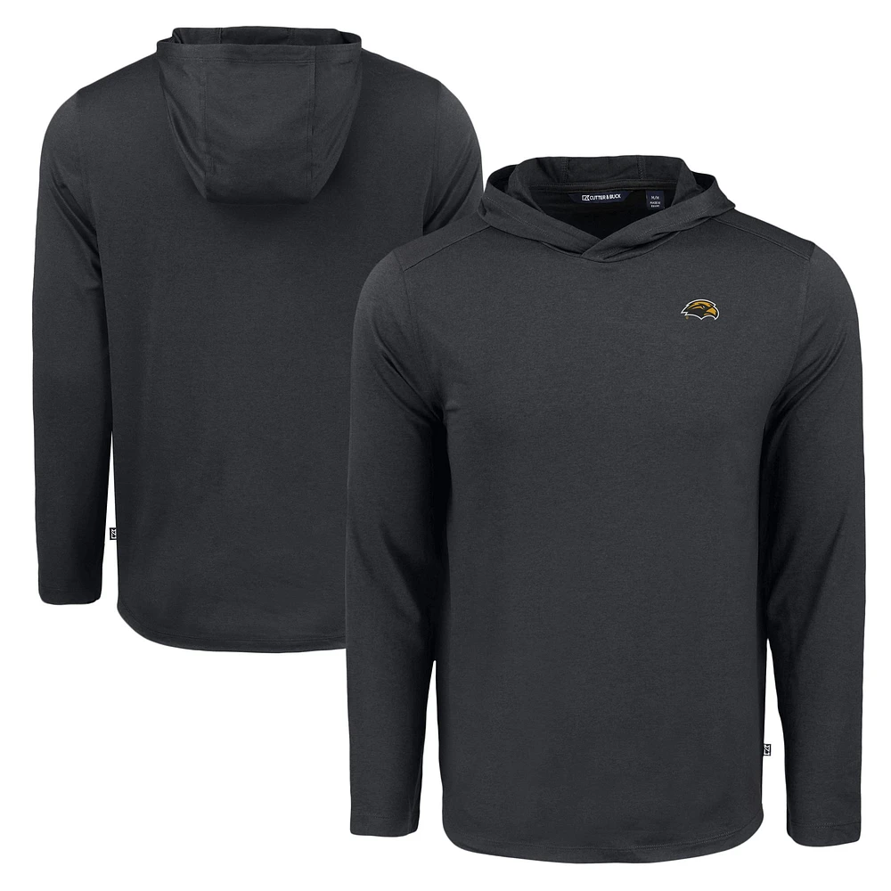 Men's Cutter & Buck Black Southern Miss Golden Eagles Coastline Epic Comfort Eco Recycled Long Sleeve Hoodie T-Shirt