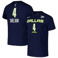 Unisex Nike Jacy Sheldon Navy Dallas Wings 2024 WNBA Draft Name & Number T-Shirt