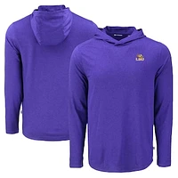 Men's Cutter & Buck LSU Tigers Coastline Epic Comfort Eco Recycled Long Sleeve Hoodie T-Shirt