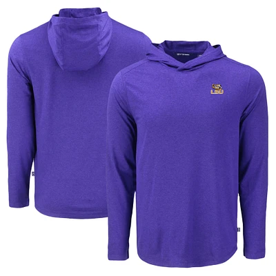 Men's Cutter & Buck LSU Tigers Coastline Epic Comfort Eco Recycled Long Sleeve Hoodie T-Shirt