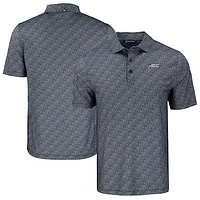 Men's Cutter & Buck Black ACC Gear Pike Eco Pebble Print Stretch Recycled Polo