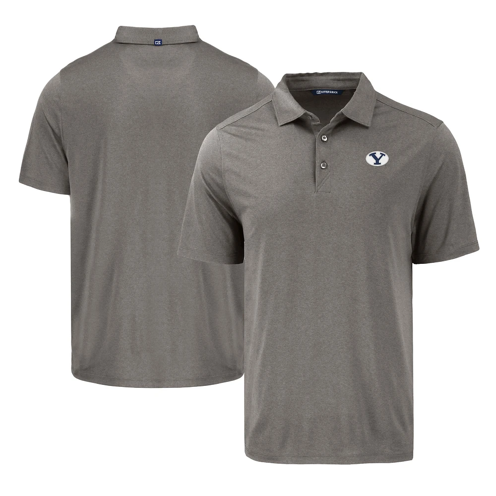Men's Cutter & Buck Gray BYU Cougars Coastline Epic Comfort Eco Recycled Polo