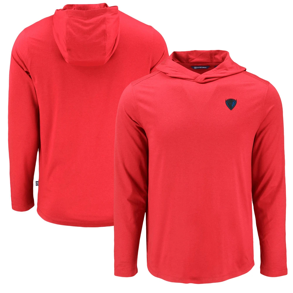 Men's Cutter & Buck Scarlet DePaul Blue Demons Coastline Epic Comfort Eco Recycled Long Sleeve Hoodie T-Shirt