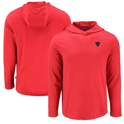 Men's Cutter & Buck Scarlet DePaul Blue Demons Coastline Epic Comfort Eco Recycled Long Sleeve Hoodie T-Shirt