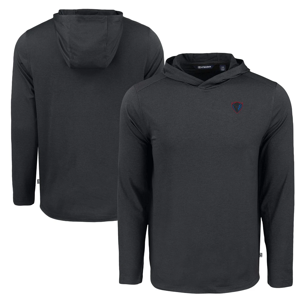 Men's Cutter & Buck Black DePaul Blue Demons Coastline Epic Comfort Eco Recycled Long Sleeve Hoodie T-Shirt