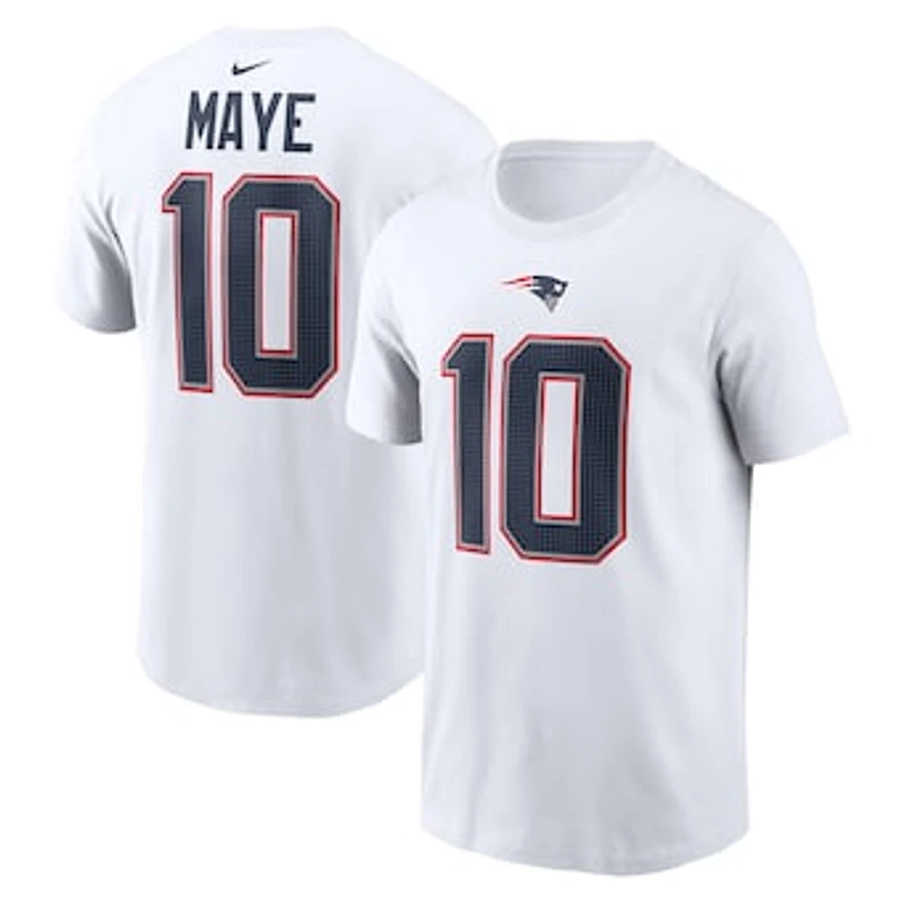 Men's Nike Drake Maye White New England Patriots  Player Name & Number T-Shirt