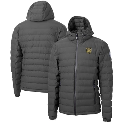 Men's Cutter & Buck Gray Army Black Knights Mission Ridge Repreve Eco Insulated Full-Zip Hoodie Puffer Jacket