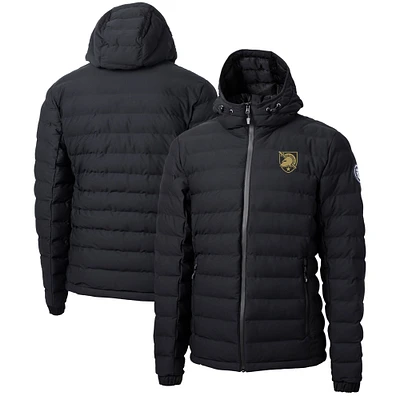 Men's Cutter & Buck Black Army Knights Mission Ridge Repreve Eco Insulated Full-Zip Hoodie Puffer Jacket